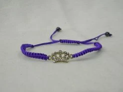 Sale Beads Purple Cord Bracelet With Gold Crown (Pack Of 6)