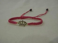 Sale Hot Pink Cord Bracelet With Gold Crown (Pack Of 6)
