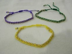 Sale Braided Bracelet - Purple, Green And Yellow (18 Pieces) Beads