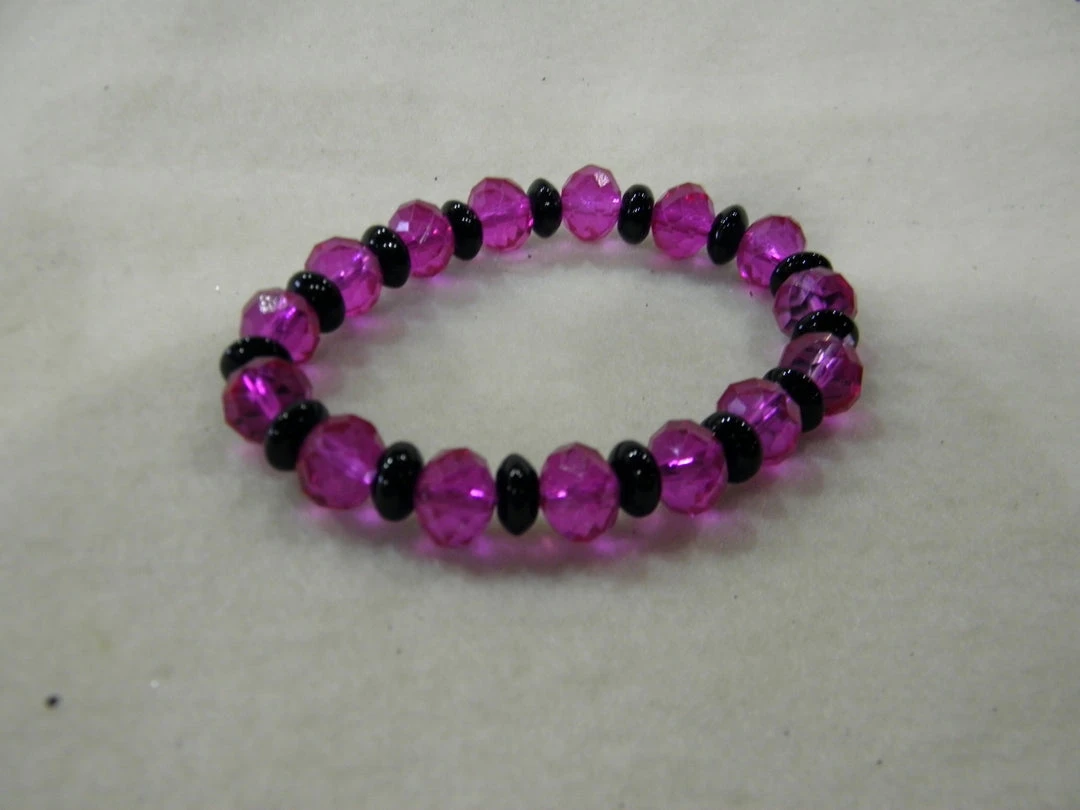 Sale Beads Hot Pink And Black Bracelet (Pack Of 6) 3 Sale Beads Hot Pink And Black Bracelet (Pack Of 6)