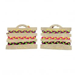 Sale Braided Bracelet - Purple, Green And Yellow Beads