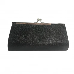 Sale Large Black Glitter Clutch Purse 9.5" X 4.5" With Chain (Each) Novelties