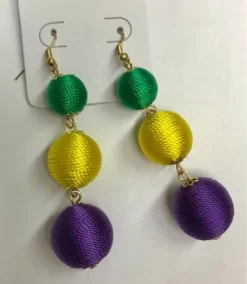 Sale Gifts & Apparel Purple, Green And Yellow Ball Earrings (Pair)