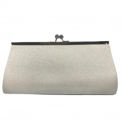 Sale Large White Glitter Clutch Purse 9.5" X 4.5" With Chain (Each) Novelties