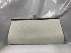 Sale Large White Glitter Clutch Purse 9.5" X 4.5" With Chain (Each) Novelties