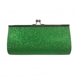 Sale Large Green Glitter Clutch Purse 7.5" X 4.5" With Chain (Each) Novelties