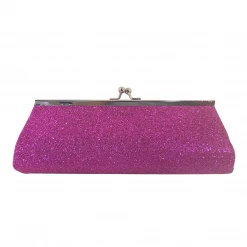 Sale Hot Pink Glitter Clutch Purse 8" X 3" With Chain (Each)