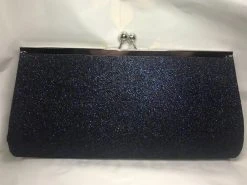 Sale Large Navy Glitter Clutch Purse 9.5" X 4.5" With Chain (Each)