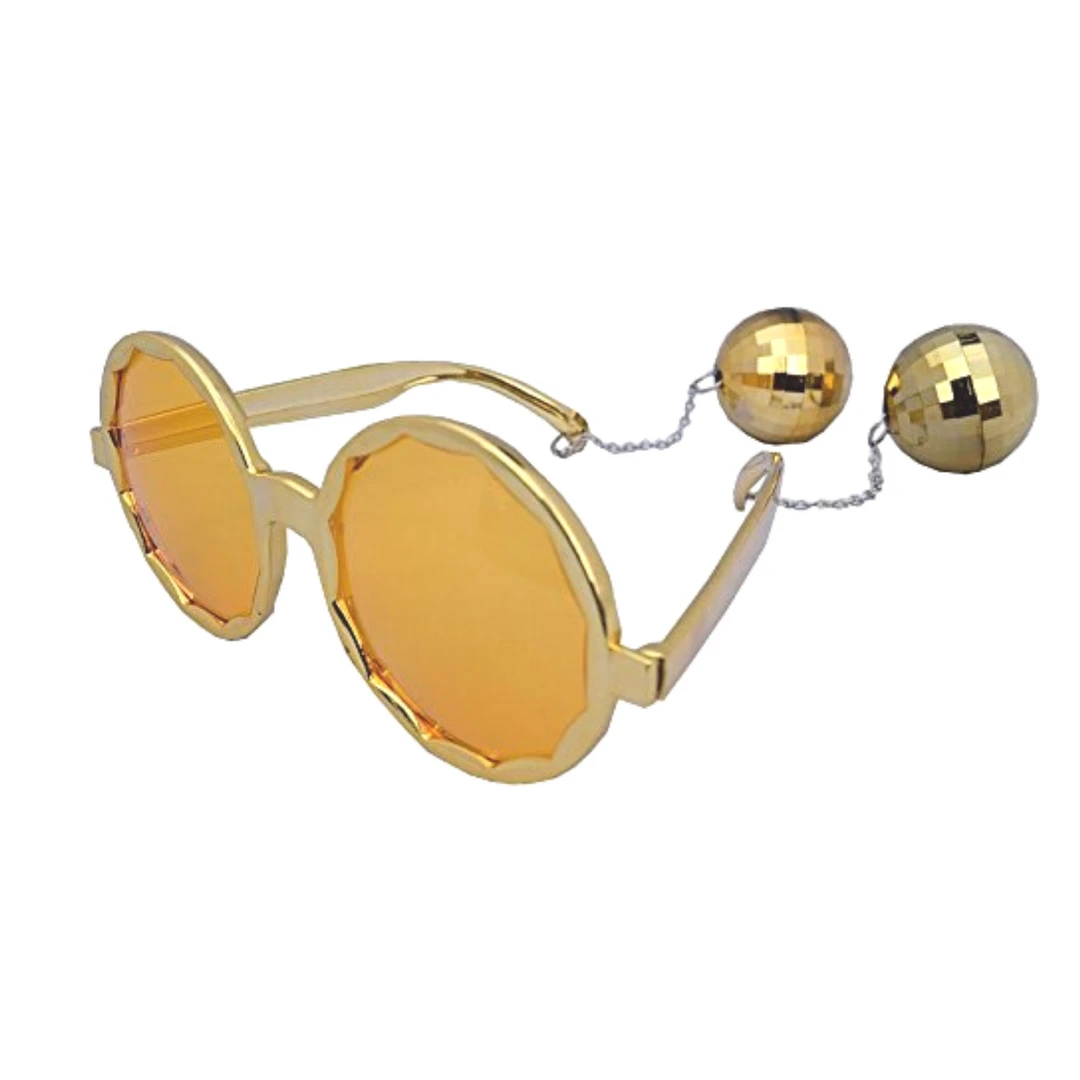 Mardi Gras Spot Metallic Gold Disco Balls Sunglasses (Each) 4 Mardi Gras Spot Metallic Gold Disco Balls Sunglasses (Each)