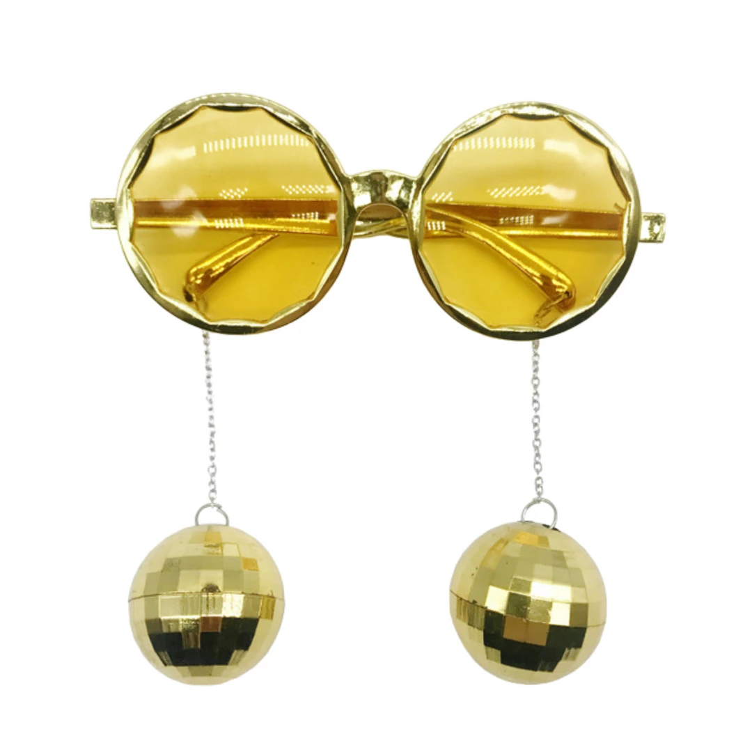 Mardi Gras Spot Metallic Gold Disco Balls Sunglasses (Each) 3 Mardi Gras Spot Metallic Gold Disco Balls Sunglasses (Each)