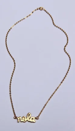 Sale Gold Plated NOLA Charm Necklace With 1.8mm Flat Oval Cable Chain (Each) Gifts & Apparel