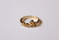 Mardi Gras Spot Rings Gold Plated "NOLA" Ring - Size 7 (Each)