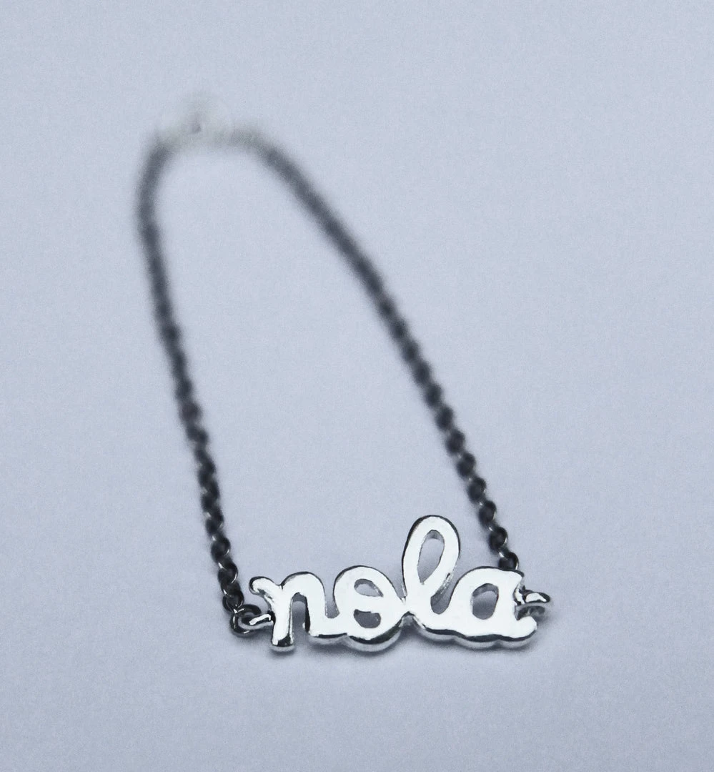 MGSPOT Silver Plated "NOLA" Charm Bracelet With 1.8mm Flat Oval Cable Chain (Each) Gifts & Apparel 3 MGSPOT Silver Plated "NOLA" Charm Bracelet With 1.8mm Flat Oval Cable Chain (Each) Gifts & Apparel