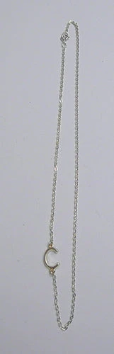 MGSPOT 16" Alpha Line Gold Plated Pewter Necklace With 1.8mm Flat Oval Cable Chain "C" (Each)