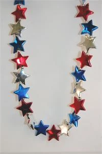 SBDOZEN 42" Red, Blue And Silver Stars Necklace (Dozen) Beads