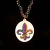 SBDOZEN 36" Fleur De Lis Glitter Medallion Mardi Gras Beads (Dozen)