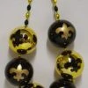 SB67575 48" 100mm Fleur De Lis Black And Gold Balls (Each) Beads