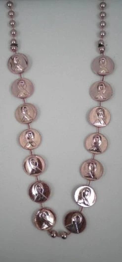 Sale 36" Pink Ribbon Bead Necklace - Metallic Light Pink (Each) Beads