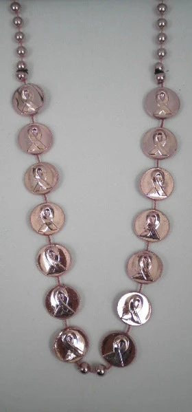 Sale 36" Pink Ribbon Bead Necklace - Metallic Light Pink (Each) Beads 3 Sale 36" Pink Ribbon Bead Necklace - Metallic Light Pink (Each) Beads