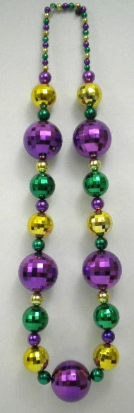 SB36125 Beads 44" 20/40/60mm - Purple, Green And Gold Round Necklace (Each)