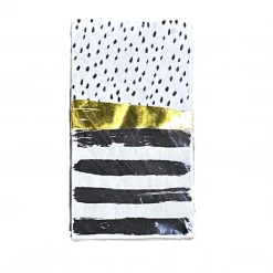MGSPOT Black & Gold Dots And Stripes Guest Towel (Pack Of 16)