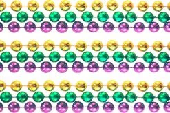 Mardi Gras Spot 72" 20mm Round Metallic Purple, Gold And Green Mardi Gras Beads - Case (4 Dozen)