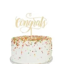 Sale Party Supplies Cake Topper "Congrats" Metallic Gold (Each)