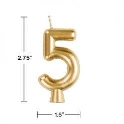 Plush Appeal, LLC Gold "5" Number Candle (Each)