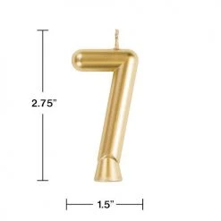 Plush Appeal, LLC Party Supplies Gold "7" Number Candle (Each)