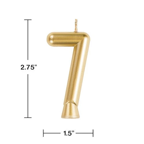 Plush Appeal, LLC Party Supplies Gold "7" Number Candle (Each) 3 Plush Appeal, LLC Party Supplies Gold "7" Number Candle (Each)