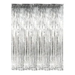 Plush Appeal, LLC Silver Foil Fringe Curtain 3' X 8' (Each)