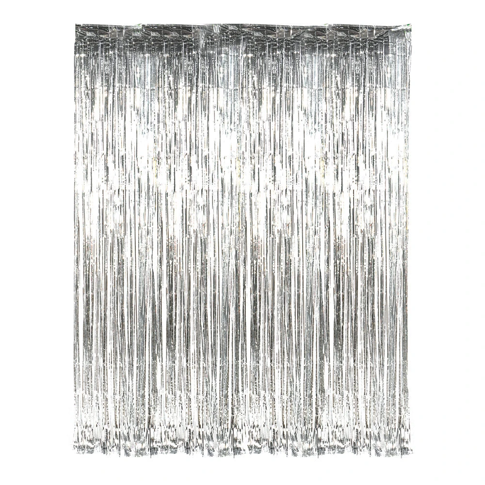 Plush Appeal, LLC Silver Foil Fringe Curtain 3' X 8' (Each) 3 Plush Appeal, LLC Silver Foil Fringe Curtain 3' X 8' (Each)