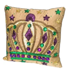 Plush Appeal, LLC 14" X 14" Square Gold Tones Pillow With Crown (Each)