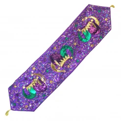 - No Manufacturer - 12" X 52" Purple Green And Gold Sequined Jester Hat Table Runner (Each)