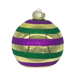 Plush Appeal, LLC Purple Green And Gold Round Striped Ornament (Each)