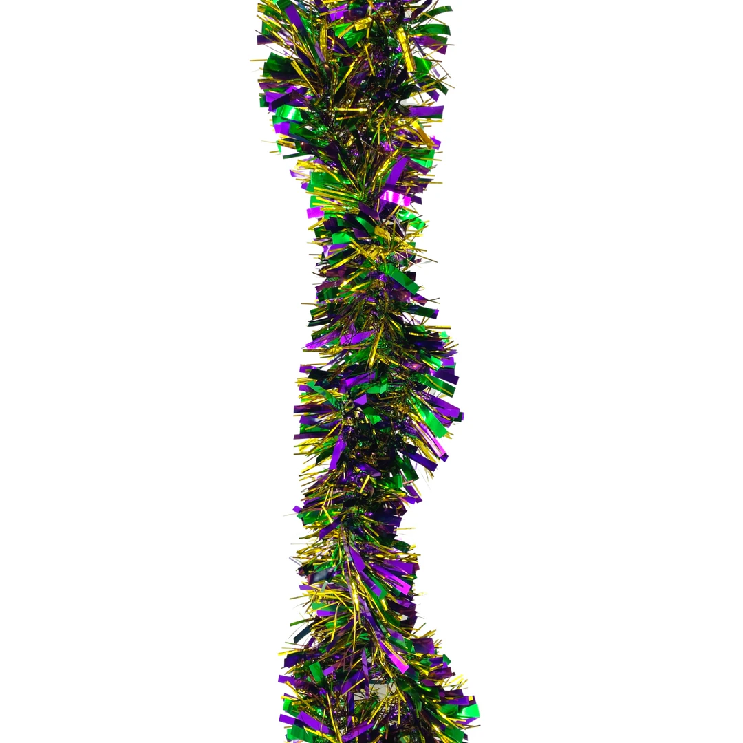 - No Manufacturer - Purple Gold And Green Narrow & Wide Tinsel Garland 9' X 3" (Each) 3 - No Manufacturer - Purple Gold And Green Narrow & Wide Tinsel Garland 9' X 3" (Each)