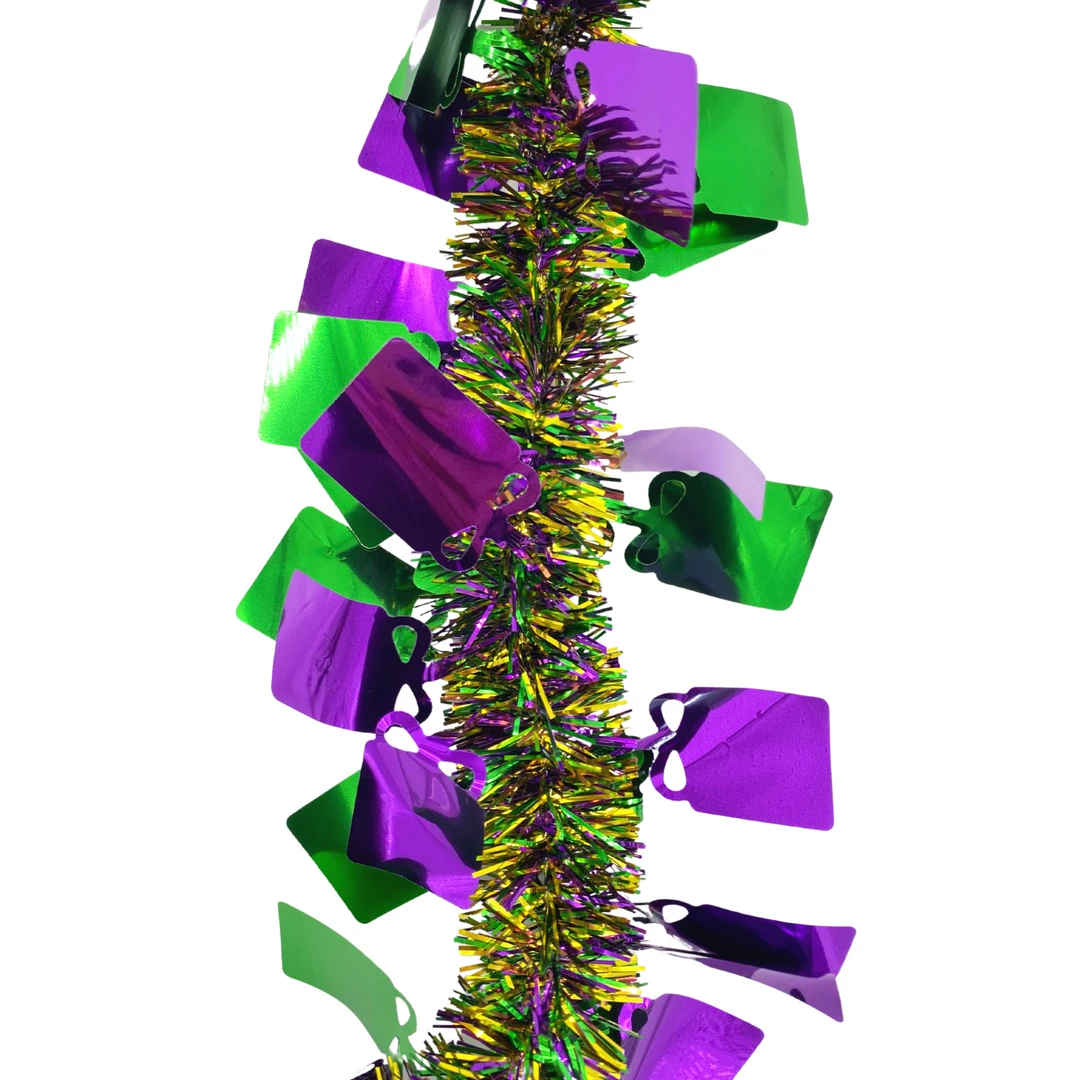 - No Manufacturer - Party Supplies Purple Green And Gold Tinsel Garland With Squares 9' X 4" (Each) - No Manufacturer - Party Supplies Purple Green And Gold Tinsel Garland With Squares 9' X 4" (Each)