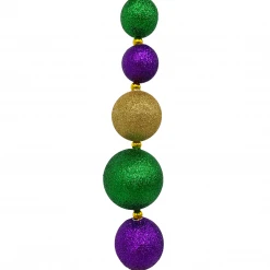 - No Manufacturer - Party Supplies Mixed (50mm,40mm,30mm) Mardi Gras Glitter Ball Garland 6' (Each)