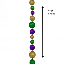 - No Manufacturer - Party Supplies Mixed (50mm,40mm,30mm) Mardi Gras Glitter Ball Garland 6' (Each)