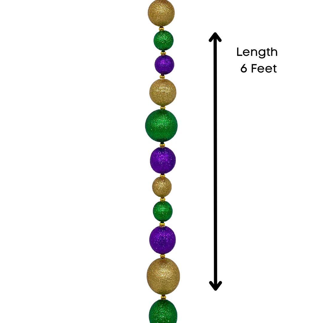 - No Manufacturer - Party Supplies Mixed (50mm,40mm,30mm) Mardi Gras Glitter Ball Garland 6' (Each) 4 - No Manufacturer - Party Supplies Mixed (50mm,40mm,30mm) Mardi Gras Glitter Ball Garland 6' (Each)