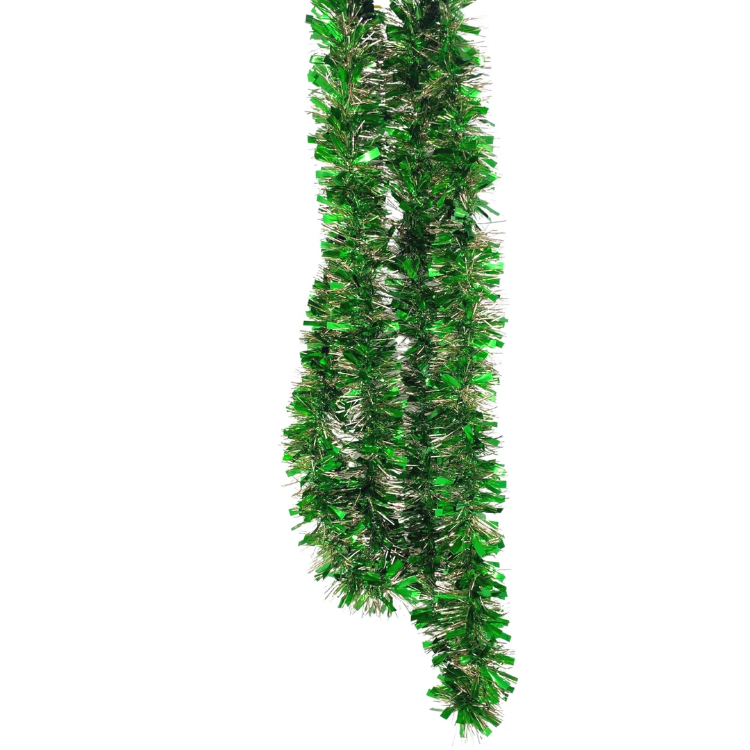 - No Manufacturer - Green And Silver Tinsel And Rectangle Garland 9' (Each) 4 - No Manufacturer - Green And Silver Tinsel And Rectangle Garland 9' (Each)