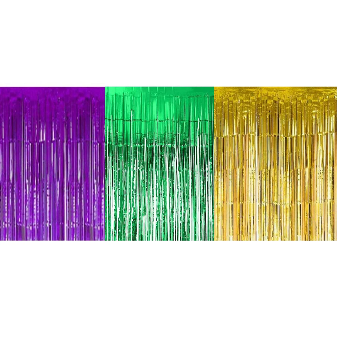 Plush Appeal, LLC 10' X 15" Purple, Green, And Gold Metallic Fringe (Each) Party Supplies 3 Plush Appeal, LLC 10' X 15" Purple, Green, And Gold Metallic Fringe (Each) Party Supplies