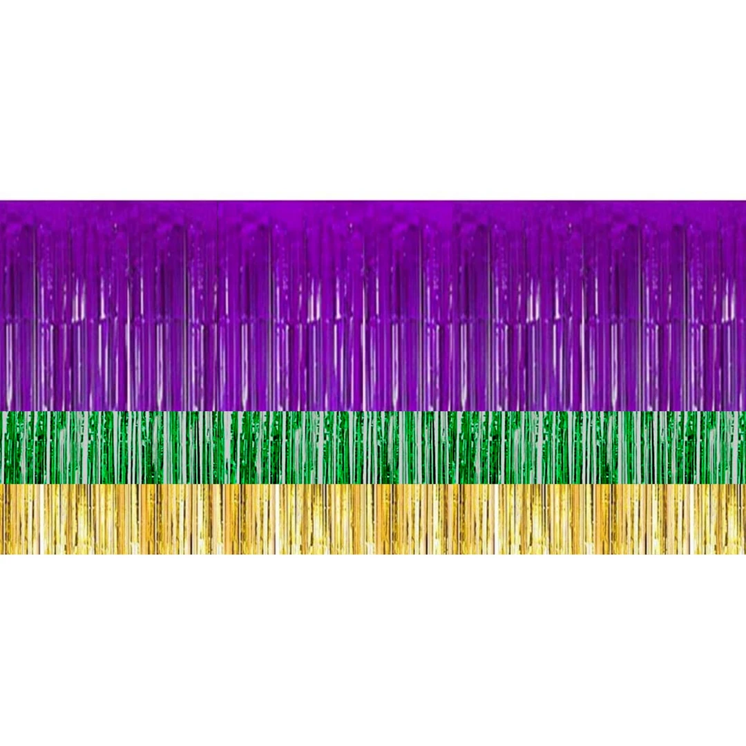 Plush Appeal, LLC 10' X15" Tiered Purple, Green, And Gold Metallic Fringe (Each) 3 Plush Appeal, LLC 10' X15" Tiered Purple, Green, And Gold Metallic Fringe (Each)