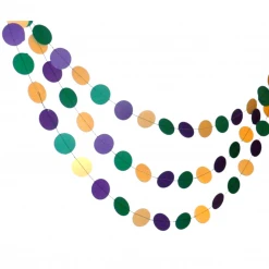 - No Manufacturer - Party Supplies Mardi Gras Glitter Paper Circle Garland 6.5' (Each)