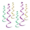 Plush Appeal, LLC 27" Purple Green And Gold Hanging Whirl Decorations (6 Pack) Party Supplies