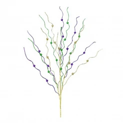 Plush Appeal Party Supplies 33" Purple, Green, And Gold Glitter Curly Twig Spray (Each)