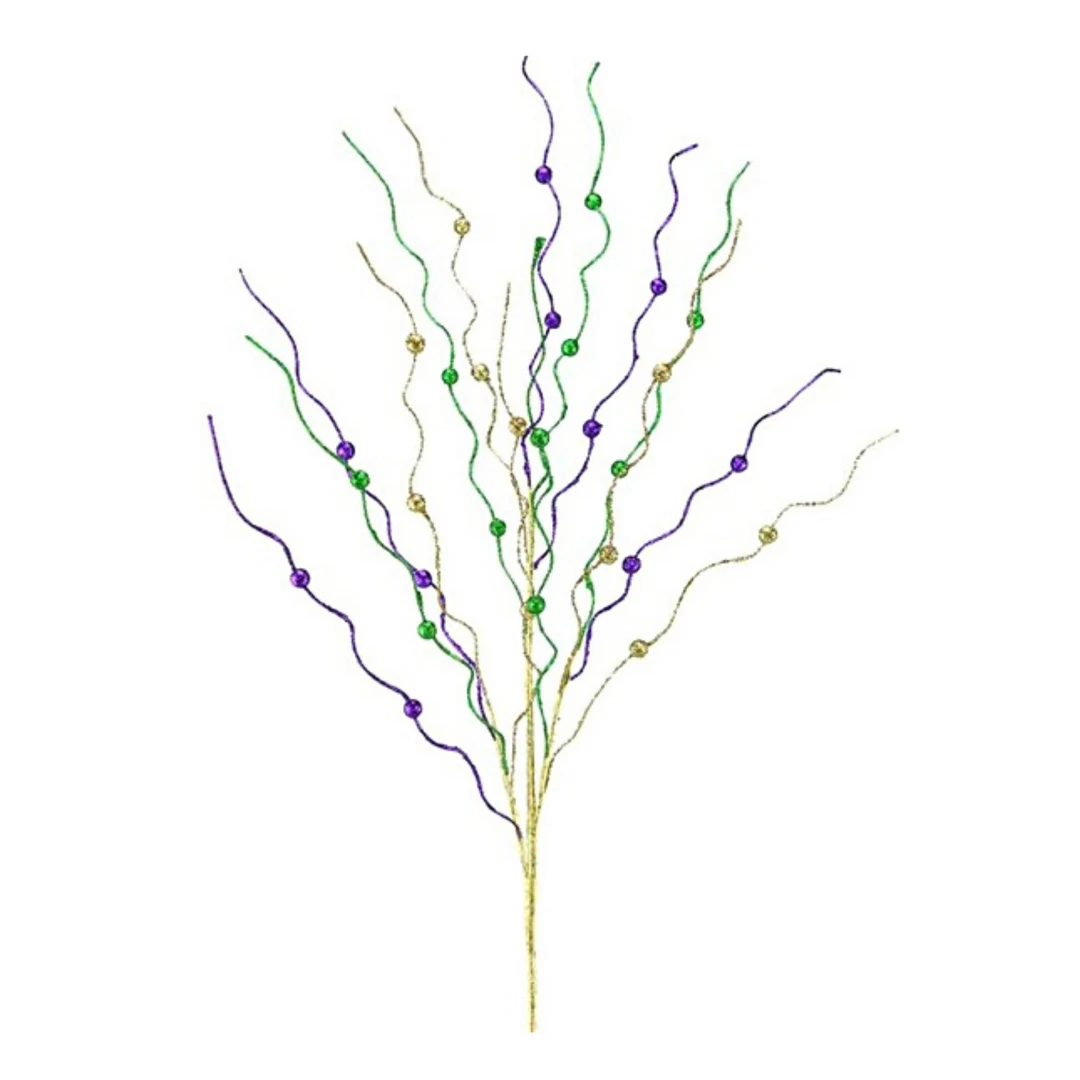 Plush Appeal Party Supplies 33" Purple, Green, And Gold Glitter Curly Twig Spray (Each) 3 Plush Appeal Party Supplies 33" Purple, Green, And Gold Glitter Curly Twig Spray (Each)