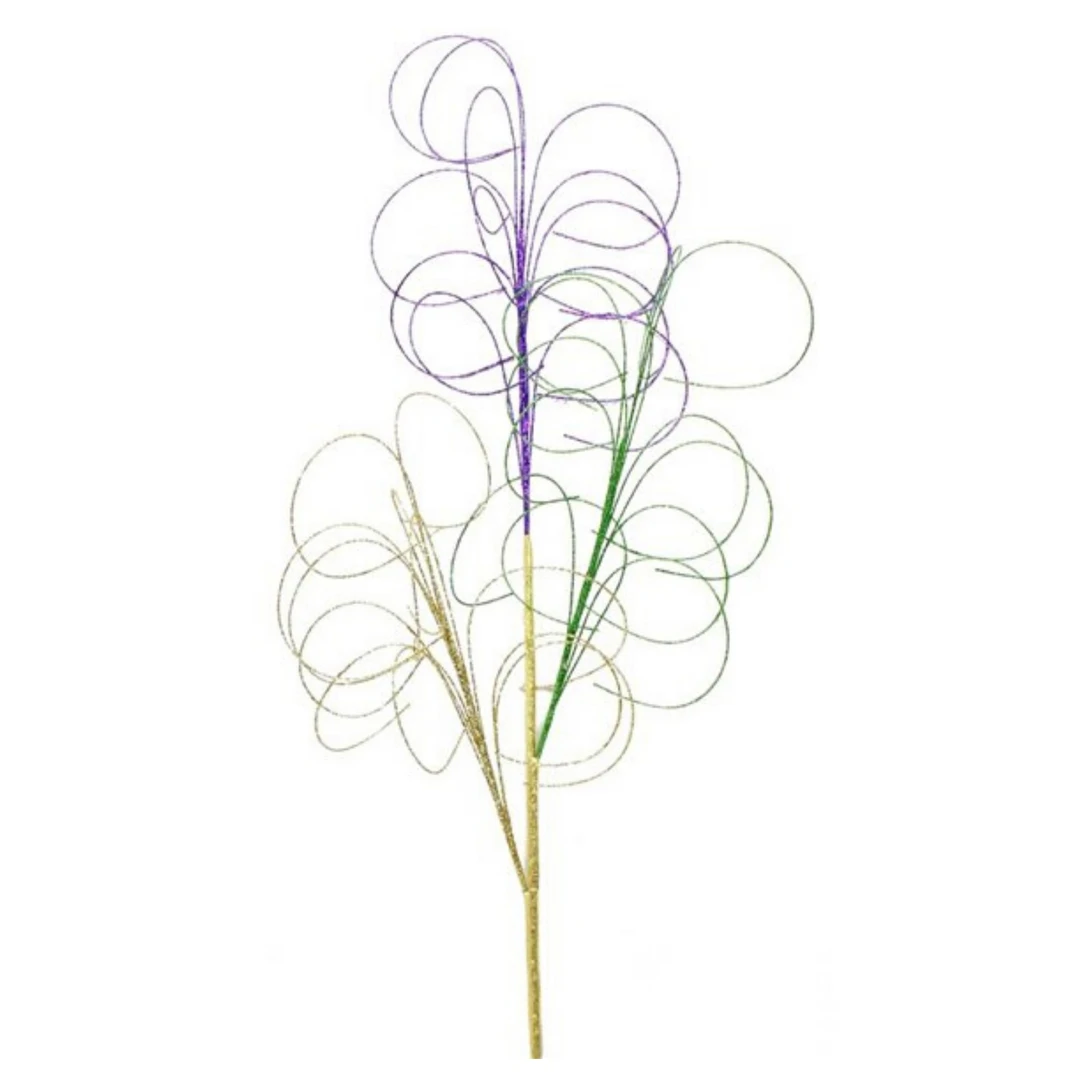 Plush Appeal 35" Purple, Green, And Gold Glitter Wispy Spray (Each) Party Supplies 3 Plush Appeal 35" Purple, Green, And Gold Glitter Wispy Spray (Each) Party Supplies