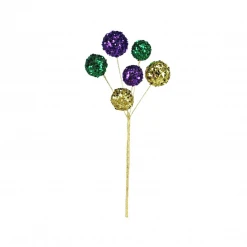 Plush Appeal 16" Purple, Green, And Gold Glittered Beaded Ball Spray (Each)