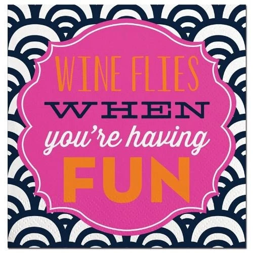 Plush Appeal, LLC Wine Flies When You're Having Fun Beverage Napkins (20 Count) Party Supplies Plush Appeal, LLC Wine Flies When You're Having Fun Beverage Napkins (20 Count) Party Supplies